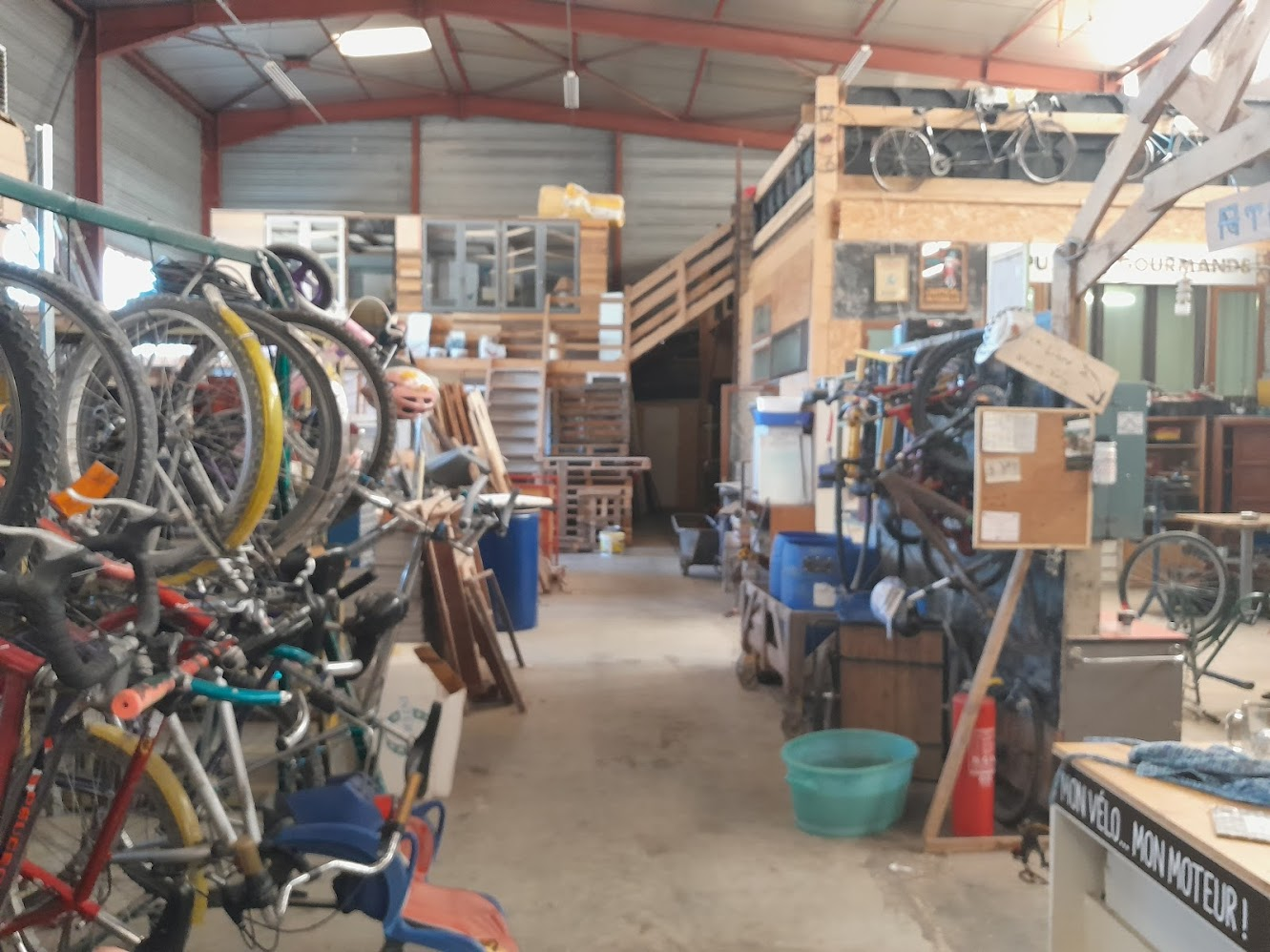 a section of the bike workshop